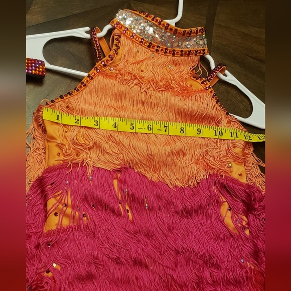 Weissman Fringe Dance Costume for Kids - Orange, Pink, and Red Size LC - Picture 14 of 16